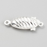 304 Stainless Steel Box Clasps, Multi-Strand Clasps, Oval, Silver, 21.5x9x5mm, Hole: 1mm(STAS-H151-16S)