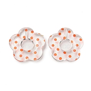 Transparent Printed Acrylic Beads, Flower, Coral, 26x27x5mm, Hole: 1.6mm(OACR-H124-05B-07)