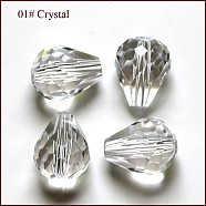 Imitation Austrian Crystal Beads, Grade AAA, Faceted, Drop, Clear, 10x12mm, Hole: 0.9~1.5mm(SWAR-F062-12x10mm-01)