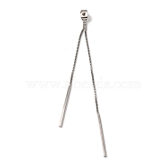 Brass Box Chain Ear Nuts, Cuboid Tassel Charm Ear Nuts, Platinum, 90x4x1.5mm, Hole: 1mm(KK-G510-04P)