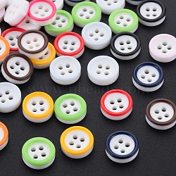 4-Hole Resin Buttons, Flat Round, Mixed Color, 11x3mm, Hole: 1.8mm(BUTT-N018-056)