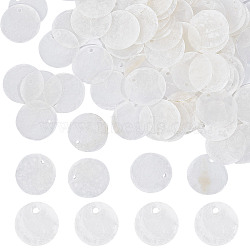 100Pcs Capiz Shell Pendants, Flat Round Charm, WhiteSmoke, 20~20.5x0.5~1.5mm, Hole: 1.4mm(SHEL-SC0001-25A)