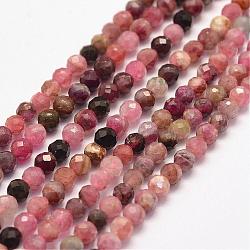 Natural Tourmaline Bead Strands, Faceted, Round, 4mm, Hole: 1mm, about 96pcs/strand, 15.5 inch(G-P279-63-4mm)