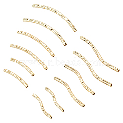 PandaHall Elite Brass Curved Tube Beads, Curved Tube Noodle Beads, Fancy Cut, Nickel Free, Real 18K Gold Plated, 36pcs/box(KK-PH0001-58G-NF)