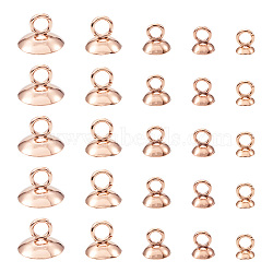 50Pcs 5 Style 304 Stainless Steel Bead Cap Pendant Bails, for Globe Glass Bubble Cover Pendants, Rose Gold, 10pcs/style(STAS-CD0001-16)