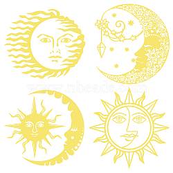 PVC Wall Sticker, Round Shape, for Window or Stairway Home Decoration, Sun Pattern, Sticker: 16x16cm(DIY-WH0235-004)