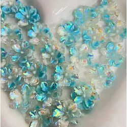 Luminous Resin Cabochons, AB Color, Glow in the Dark Flower, Cornflower Blue, 23.5x8mm(RESI-E033-02C)