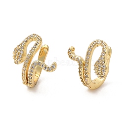 Rack Plating Brass Snake Cuff Earrings with Cubic Zirconia, Lead Free & Cadmium Free, Real 18K Gold Plated, 16x17x12.5mm(EJEW-D061-61G)