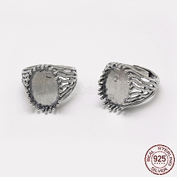 Adjustable Thailand 925 Sterling Silver Finger Ring Components, Oval, Antique Silver, Tray: 18x13mm, 19mm(STER-P033-30AS)