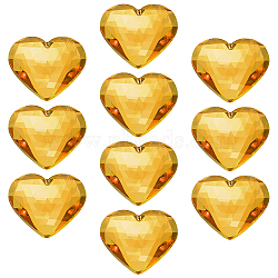 10Pcs Flat Back Acrylic Rhinestone Cabochons, Faceted Heart, Gold, 51.5x59x9mm(OACR-FG0001-22C)