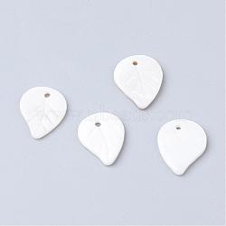 Freshwater Shell Pendants, White, 15.5~17x12.5~13.5x2mm, Hole: 1.5mm(SHEL-S249-11)