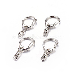 Iron Keychain Clasp Findings, Snap Clasps, teardrop, Platinum, about 22mm wide, 47mm long(E546-1)