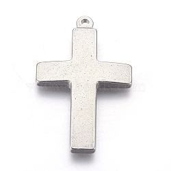 Tarnish Resistant 304 Stainless Steel Pendants, Stamping Blank Tag, Cross, Stainless Steel Color, 42x25.5x3mm, Hole: 1.8mm(STAS-E445-28)