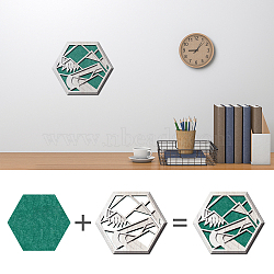 Custom Wool Felt & Wood Wall Decorations, Home Decorations, Hexagon, Mountain Pattern, Finished: 305x265mm, 1pc(DIY-WH0376-012)