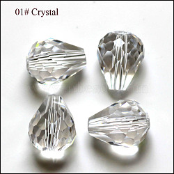 Imitation Austrian Crystal Beads, Grade AAA, Faceted, Drop, Clear, 10x12mm, Hole: 0.9~1.5mm(SWAR-F062-12x10mm-01)