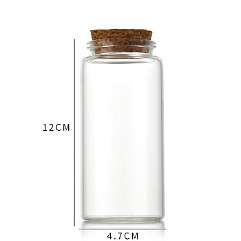 Glass Bottle, with Cork Plug, Wishing Bottle, Column, Clear, 4.7x12cm, Capacity: 150ml(5.07fl. oz)