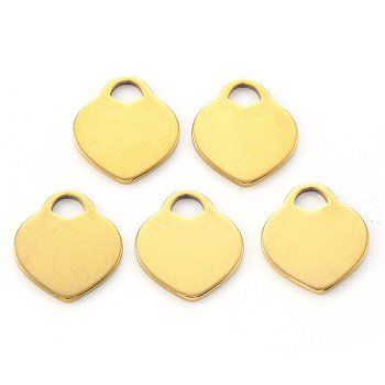 Vacuum Plating 304 Stainless Steel Charms, Laser Cut, Blank Stamping Tag, Heart, Golden, 15x13.5x1mm, Hole: 4x3mm