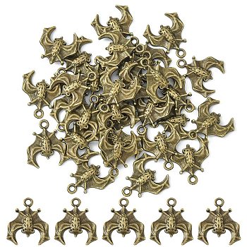 Tibetan Style Alloy Pendants, Lead Free & Cadmium Free, Bat, Antique Bronze, 19.5x17x2.5mm, Hole: 1.8mm