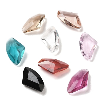 Pointed Back Glass Rhinestone Cabochons, Faceted Diamond, Mixed Color, 19x11.5x5.5~6mm