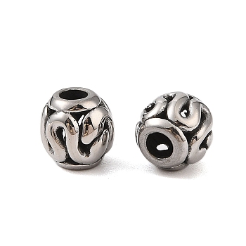 304 Stainless Steel European Beads, Large Hole Beads, Round, Antique Silver, 10mm, Hole: 4mm