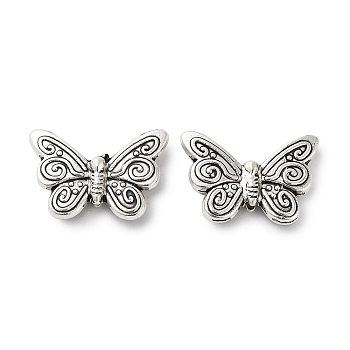 Tibetan Style Alloy Beads, Cadmium Free & Lead Free, Butterfly, Antique Silver, 12x18x3.5mm, Hole: 1mm, about 588pcs/1000g