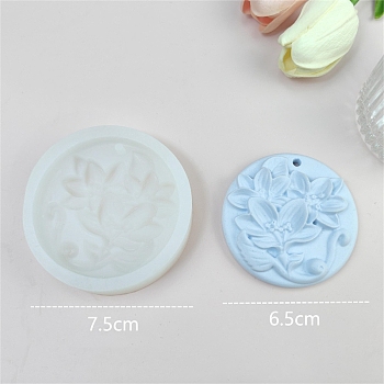 Flower Pendant DIY Food Grade Silicone Mold, Resin Casting Molds, for UV Resin, Epoxy Resin Craft Making, White, 75x16mm