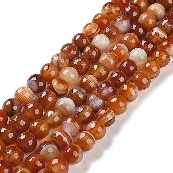 Natural Agate Beads Strands, Dyed & Heated, Faceted, Round, Sienna, 10mm, Hole: 0.8mm, about 37pcs/strand, 14.96''(38cm)