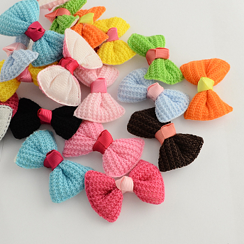 Handmade Woven Costume Accessories, Yarn Bowknot, Mixed Color, 37x55x18mm, about 200pcs/bag