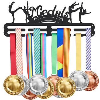 Sports Theme Iron Medal Hanger Holder Display Wall Rack, with Screws, Gymnastics Pattern, 150x400mm