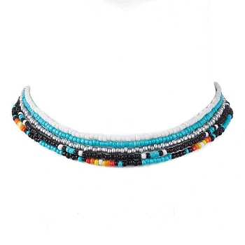 Glass Bead Necklaces for Women, Mixed Color, 14.96 inch(38cm), 5pcs/set