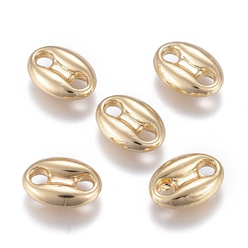Brass Buttons, 2-Hole, Long-Lasting Plated, Oval, Real 18K Gold Plated, 11x8x3mm, Hole: 2mm