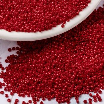 MIYUKI Round Rocailles Beads, Japanese Seed Beads, (RR408) Opaque Red, 15/0, 1.5mm, Hole: 0.7mm, about 5555pcs/bottle, 10g/bottle