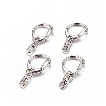 Iron Keychain Clasp Findings, Snap Clasps, teardrop, Platinum, about 22mm wide, 47mm long