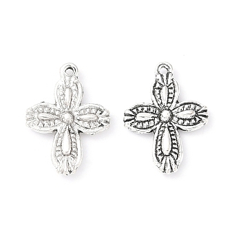 Tibetan Style Alloy Pendant, Four Leaf Clover, Lead Free & Cadmium Free, Antique Silver, 18x13x3mm, Hole: 1mm, 1111pcs/1000g