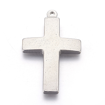304 Stainless Steel Pendants, Stamping Blank Tag, Cross, Stainless Steel Color, 42x25.5x3mm, Hole: 1.8mm