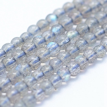 Natural Labradorite Beads Strands, Grade A++, Round, 3mm, Hole: 1mm, about 120pcs/strand, 15.5 inch(39.5cm)