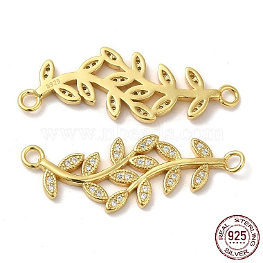 Real 18K Gold Plated Clear Leaf Sterling Silver+Cubic Zirconia Links