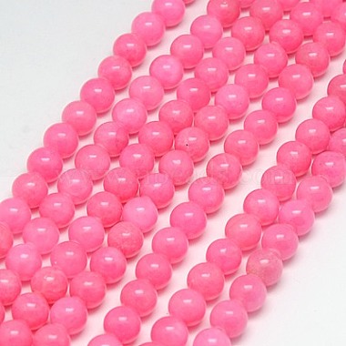 8mm HotPink Round Yellow Jade Beads