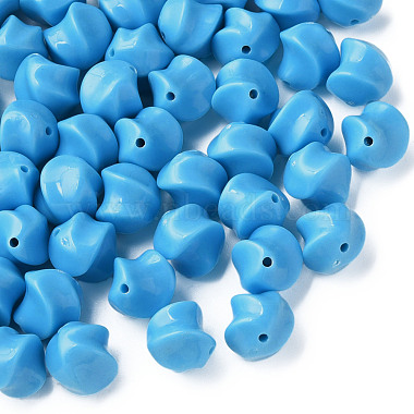 Deep Sky Blue Twist Acrylic Beads