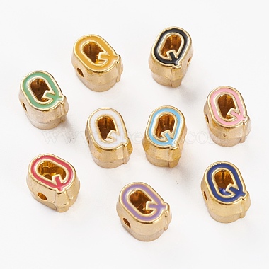 Golden Mixed Color Word Alloy+Enamel Beads