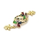 Rack Plating Brass Pave Colorful Cubic Zirconia Flower Connector Charms(KK-C052-37E-G)-2