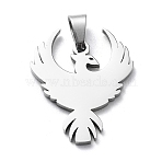 Non-Tarnish 304 Stainless Steel Pendants, Eagle Charm, Stainless Steel Color, 22x18x1.4mm, Hole: 5.5x3mm(STAS-D036-13P)