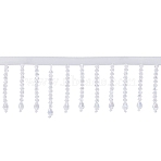 1Pc Glass Beaded Tassel Ribbon, Beaded Trimming, with Cardboard Display Card, White, 55mm, 2 Yard/pc(OCOR-AN0001-07)