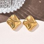 304 Stainless Steel Stud Earrings for Women, Rhombus, Ion Plating(IP), Golden, 20x19mm(EJEW-K333-28G)