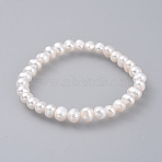 Natural Pearl Stretch Bracelets, White, 2-1/8 inch(5.3cm)(BJEW-JB04729)