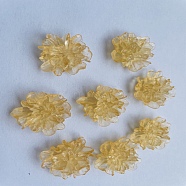 Transparent Resin Cabochons, DIY for Mobile Phone Decoration & Bobby Pin Accessories, Flower, Gold, 25x22.5x9.5mm(RESI-G027-01C)