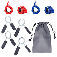 SUPERFINDINGS 9Pcs 5 Style ABS Plastic Barbell Clamps, with Stainless Steel Spring Clip Collars, Water-proof Leather Storage Drawstring Bag, Mixed Color, 16~79x10~79x0.4~32.5mm, hole: 24.5~28mm(FIND-FH0002-68)