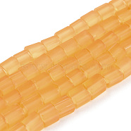 Transparent Frosted Glass Bead Strands, Rectangle, Goldenrod, 3~8.5x3.5~4x3.5~4mm, Hole: 1.2mm, about 96~101pcs/strand, 15.16 inch~15.55 inch(38.5~39.5cm)(GLAA-N047-08-B08)