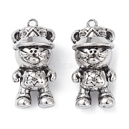 Alloy Pendants, Lead Free & Cadmium Free, Bear with hat, Antique Silver, 32x15.5x15.5mm, Hole: 2mm(PALLOY-O107-05AS)