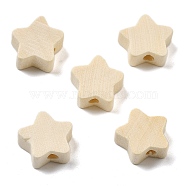 Schima Wood Beads, Star, PapayaWhip, 11x12x5mm, Hole: 2mm(WOOD-G023-09)